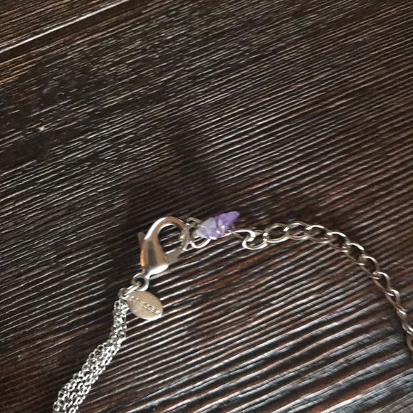 Lovely ladies necklace with stone pendant silver layered chain - Picture 5 of 10